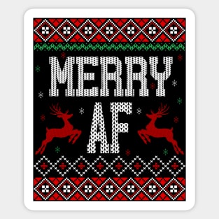 Merry AF ugly sweater Sticker
